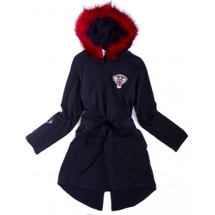 Dekliška jopa - črna z rdečo obrobo