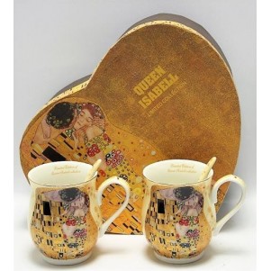 Klimt komplet skodelic z motivom "Poljuba" v darilni embalaži