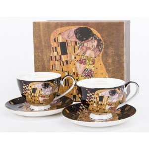 KLIMT komplet skodelic za kapučino, črne barve